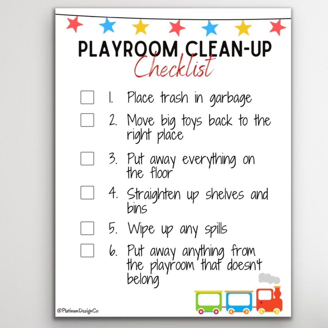 Playroom Cleanup Checklist Cleaning Kids Toddlers Child Play Instant