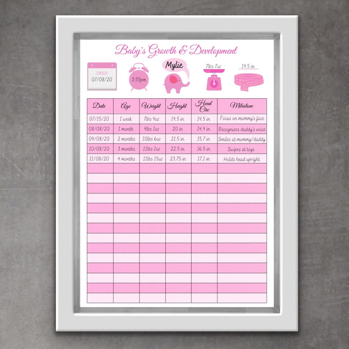 Baby's Growth & Development Log Infant Tracker Newborn Etsy