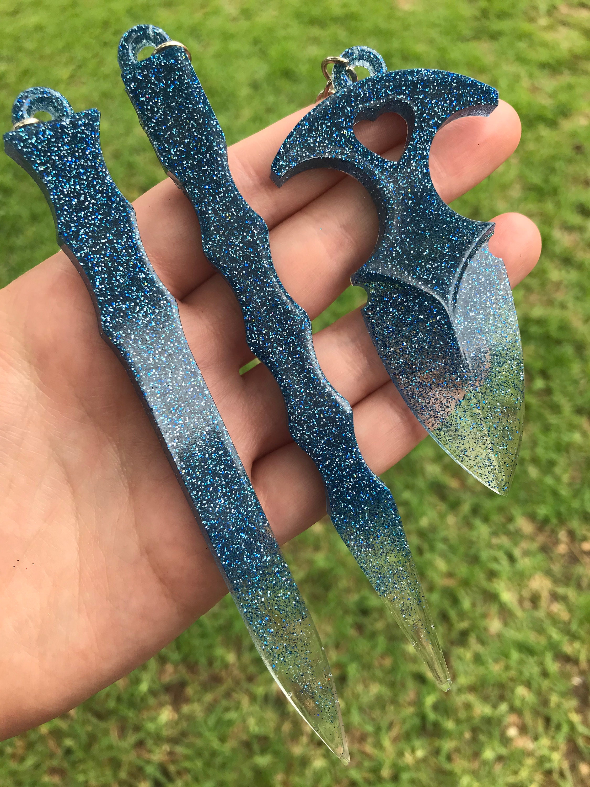 Knife keychain Resin knife keychain Etsy