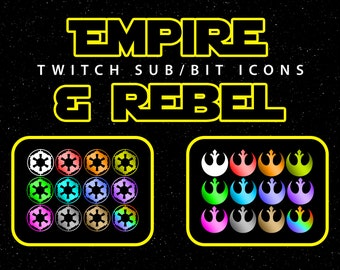 Twitch Sub, Bit, Cheer Badges - Star wars, Empire, Rebels - Downloadable Streaming Graphics