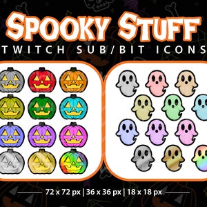 Twitch Sub, Bit, Cheer Badges - Halloween, Ghost, Pumpkin, Spooky, Jack-o-lantern - Downloadable Streaming Graphics