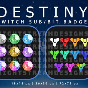 Twitch Sub, Bit, Cheer Badges - Destiny, Engrams, Ghost - Herunterladbare Streaming-Grafiken
