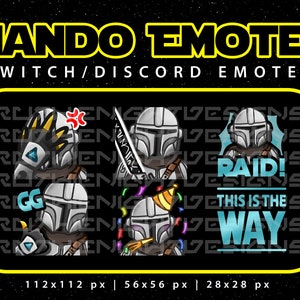 Twitch/Discord Emotes - Star Wars, Din Djarin, Mandalorian, Grogu - Gráficos descargables en streaming