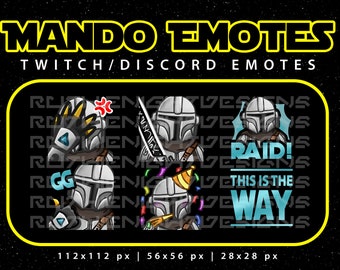 Twitch/Discord Emotes - Star Wars, Din Djarin, Mandalorian, Grogu - Downloadable Streaming Graphics