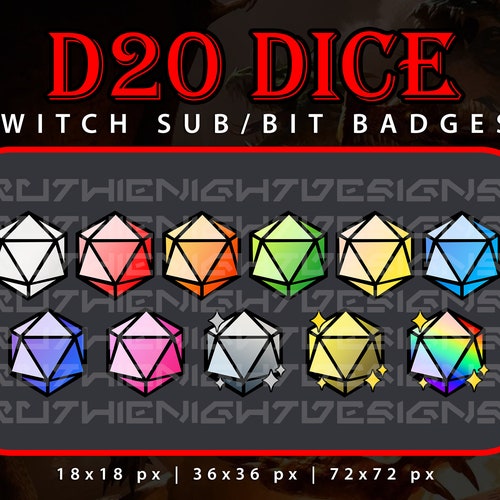 Dice Sub Badges / Twitch and Discord Bit Badges / Streamer Etsy