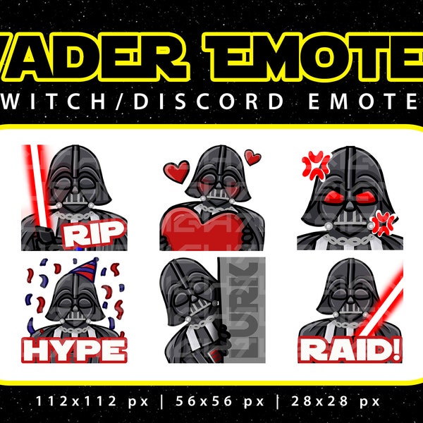 Twitch/Discord Emotes - Star Wars, Darth Vader, Empire, Sith - Downloadable Streaming Graphics