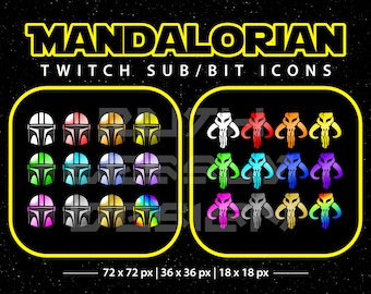 Twitch Sub, Bit, Cheer Badges - Star Wars, Mandalorian, Boba Fett, Mythosaur - Downloadable Streaming Graphics