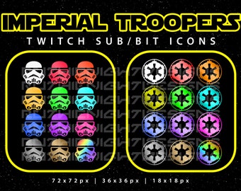 Twitch Sub, Bit, Cheer Badges - Star wars, Empire, Storm Troopers - Downloadable Streaming Graphics