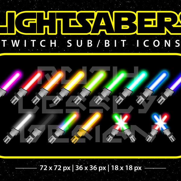 Twitch Sub, Bit, Cheer Badges - Star wars, Lighsaber, Jedi, Sith - Downloadable Streaming Graphics