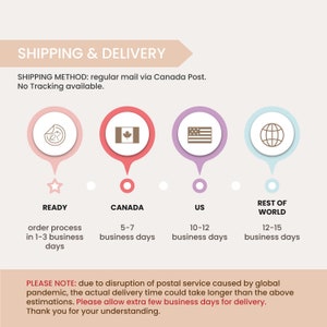 shipping and delivery info sheet