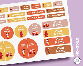 64 or 96pcs Waterproof Custom Name Labels - Personalized Name Stickers for School & Daycare | Firefighter