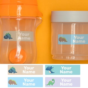 Dinosaurier 32 große benutzerdefinierte Namensetiketten, wasserdichte Etiketten, Kindertagesetiketten, Schuletiketten, Namensaufkleber, Flaschenetiketten, Lageretiketten, kundenspezifische Etiketten