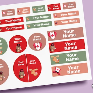 Kanada Name Label Pack 64 ~ 96 Stück, wasserdichte Etiketten für Kinder, Etiketten für Schulbedarf, Personalisierte Etiketten Kinder, Namensetiketten wasserdicht, Namensetiketten für Kinderpflege