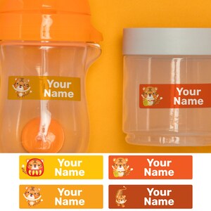 Tiger 32 Große benutzerdefinierte Namensetiketten, wasserdichte Etiketten, Kindergartenetiketten, Schuletiketten, Flaschenetiketten