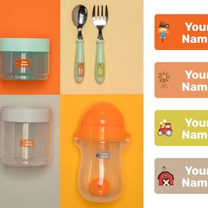Farm 112 mini étiquettes personnalisées, étiquettes imperméables, étiquettes de garderie, étiquettes d'école, autocollants nom, étiquettes de bouteilles, étiquettes de camp, étiquettes personnalisées