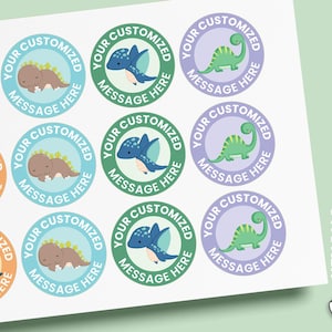 Dinosaur Stickers,Dinosaur Birthday Party,Party Favor labels,Custom Stickers,Party labels,Personalised Birthday Stickers,Baby Shower Labels