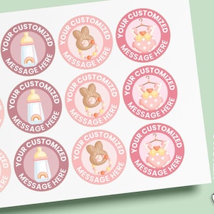 Baby Girl Stickers,Girl Birthday Party,Party Favor labels,Custom Stickers,Party labels,Personalised Birthday Stickers,Baby Shower Labels