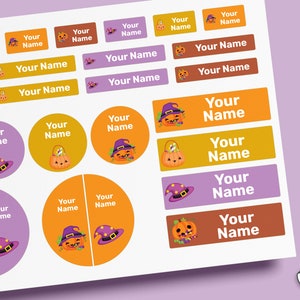 Halloween Namensetiketten Paket 64 ~ 96 Stück, wasserdichte Etiketten, Kindergartenetiketten, Schuletiketten, Namensaufkleber, Flaschenetiketten, Lageretiketten, benutzerdefinierte Etiketten