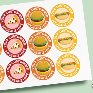 Party Food Stickers,Food Birthday Party,Party Favor labels,Custom Stickers,Party labels,Personalised Birthday Stickers,Baby Shower Labels