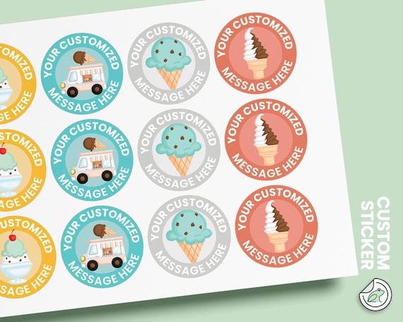 Ice Cream Stickers,Birthday Party Stickers,Party Favor labels,Custom Stickers,Party labels,Personalised Birthday Stickers,Baby Shower Labels
