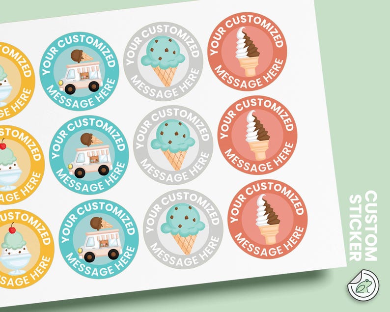 Ice Cream Stickers,Birthday Party Stickers,Party Favor labels,Custom Stickers,Party labels,Personalised Birthday Stickers,Baby Shower Labels image 1