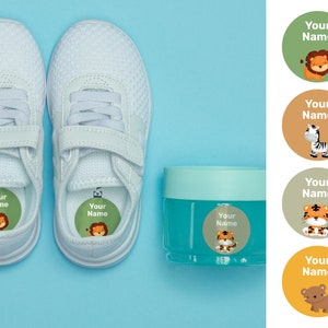 Etiquettes nominatives rondes Jungle 40,Étiquettes imperméables,Étiquettes personnalisées,Étiquettes pour garderie,Étiquettes personnalisées,Étiquettes pour école,Étiquettes pour bouteilles,Étiquette pour chaussures