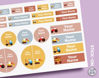 64 or 96pcs Waterproof Custom Name Labels - Personalized Name Stickers for School & Daycare | Truck