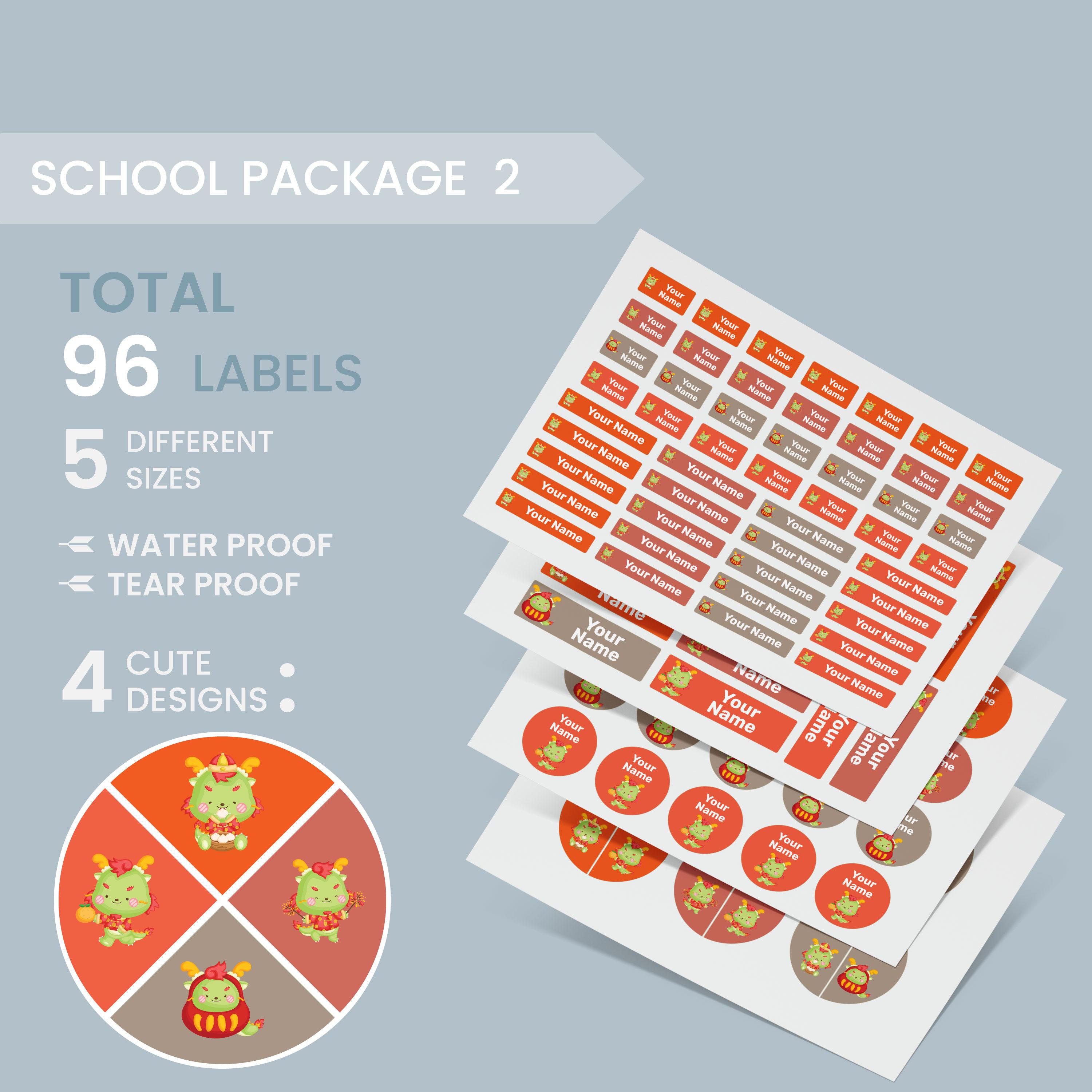 Dragon Name Label Pack 64~96 Pcs,waterproof Label for Kid,label School ...