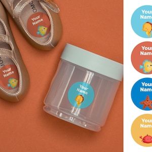 Ocean 40 runde benutzerdefinierte Namensetiketten, wasserdichte Etiketten, Kindergartenetiketten, Schuletiketten, Flaschenetiketten, Schuhetiketten