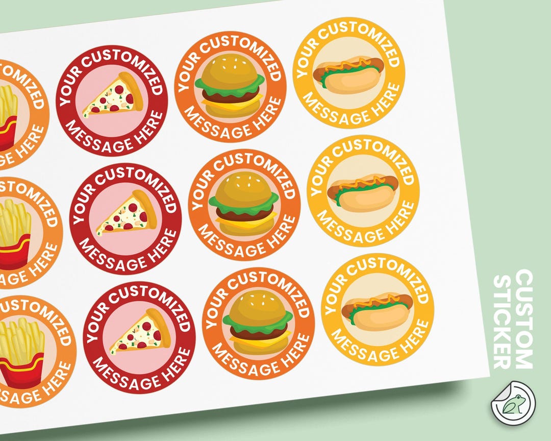 Party Food Stickers,food Birthday Party,party Favor Labels,custom
