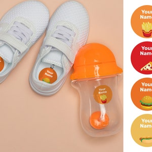Fast Food 40 runde benutzerdefinierte Namensetiketten, wasserdichte Etiketten, Kindergarten Etiketten, Schuletiketten, Namensaufkleber, Flaschenetiketten, Lageretiketten, benutzerdefinierte Etiketten
