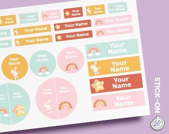 Rainbow Name Labels Pack 64~96 pcs,Waterproof Labels,Personalized Labels,Daycare Labels,Custom Label,School Labels,Bottle Labels,Shoe labels
