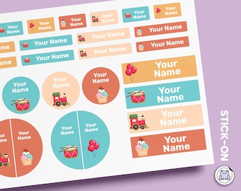 64 or 96pcs Waterproof Custom Name Labels - Personalized Name Stickers for School & Daycare | Amusement Park
