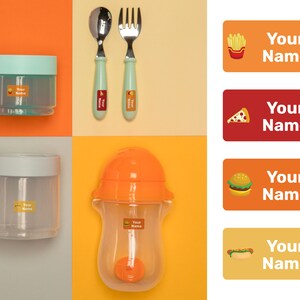 Fast Food 112 Mini benutzerdefinierte Namensetiketten, wasserdichte Etiketten, Kindergarten Etiketten, Schuletiketten, Namensaufkleber, Flaschenetiketten, Lageretiketten, benutzerdefinierte Etiketten
