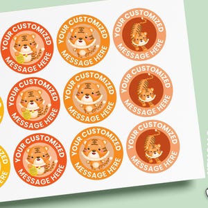Tiger Stickers,Tiger Birthday Party,Party Favor labels,Custom Stickers,Party labels,Personalised Birthday Stickers,Baby Shower Labels