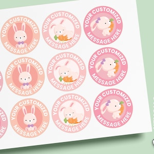 Bunny Stickers,Bunny Birthday Party,Party Favor labels,Custom Stickers,Party labels,Personalised Birthday Stickers,Baby Shower Labels