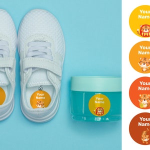 Tiger 40 runde benutzerdefinierte Namensetiketten, wasserdichte Etiketten, personalisierte Etiketten, Kindergartenetiketten, benutzerdefinierte Etiketten, Schuletiketten, Flaschenetiketten, Schuhetiketten