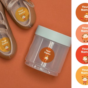 Affe 40 runde Namensetiketten, wasserdichte Etiketten, Kindergartenetiketten, Schuletiketten, Namensaufkleber, Flaschenetiketten, Lageretiketten, benutzerdefinierte Etiketten