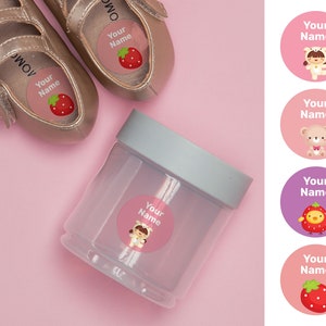 Mädchen 40 runde benutzerdefinierte Namensetiketten, wasserdichte Etiketten, personalisierte Etiketten, Kindergartenetiketten, benutzerdefinierte Etiketten, Schuletiketten, Flaschenetiketten, Schuhetiketten