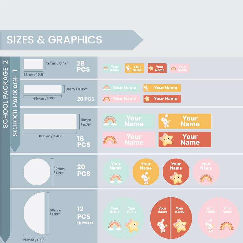 Rainbow Name Labels Pack 6496 pcs,Waterproof Labels,Personalized Labels,Daycare Labels,Custom Label,School Labels,Bottle Labels,Shoe labels image 5