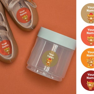 Ox 40 runde benutzerdefinierte Namensetiketten, wasserdichte Etiketten, Kindergartenetiketten, Schuletiketten, Namensaufkleber, Flaschenetiketten, Lageretiketten, benutzerdefinierte Etiketten