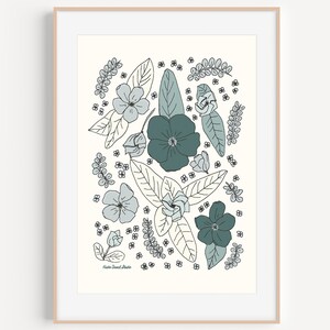 Blue Bay Art Print, Large Print, Blue Botanical Art, Blue Floral Prints, Blue Flower Wall Art, Blue Framed Artwork, Floral Blue Prints