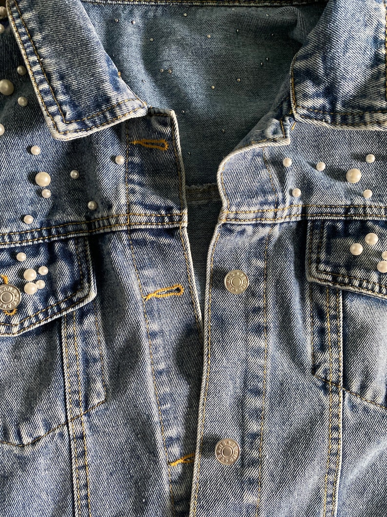 Pearl Jean Jacket Bride Jean Jacket Mrs Denim Jacket - Etsy