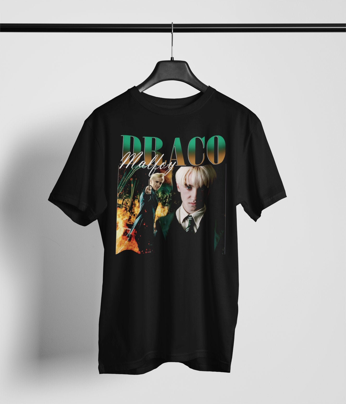 Discover Maglietta T-Shirt Tom Felton Uomo Donna Bambini Draco Malfoy Vintage Inspired 90s Bootleg Rap