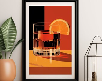 Negroni Wall Art - Cocktail Print - Retro Bar Decor - Vintage Mixology - Home Bar Sign - Kitchen Print - Restaurant Decor - Alcohol