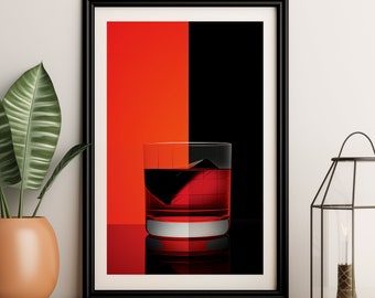 Negroni Wall Art - Cocktail Print - Retro Bar Decor - Vintage Mixology - Home Bar Sign - Kitchen Print - Restaurant Decor - Alcohol