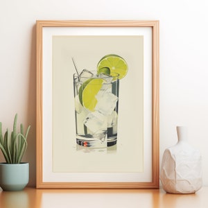 Gin & Tonic / Vodka Soda Wall Art - Cocktail Print - Retro Bar Decor - Vintage Mixology - Home Bar Sign - Kitchen Print - Restaurant Decor