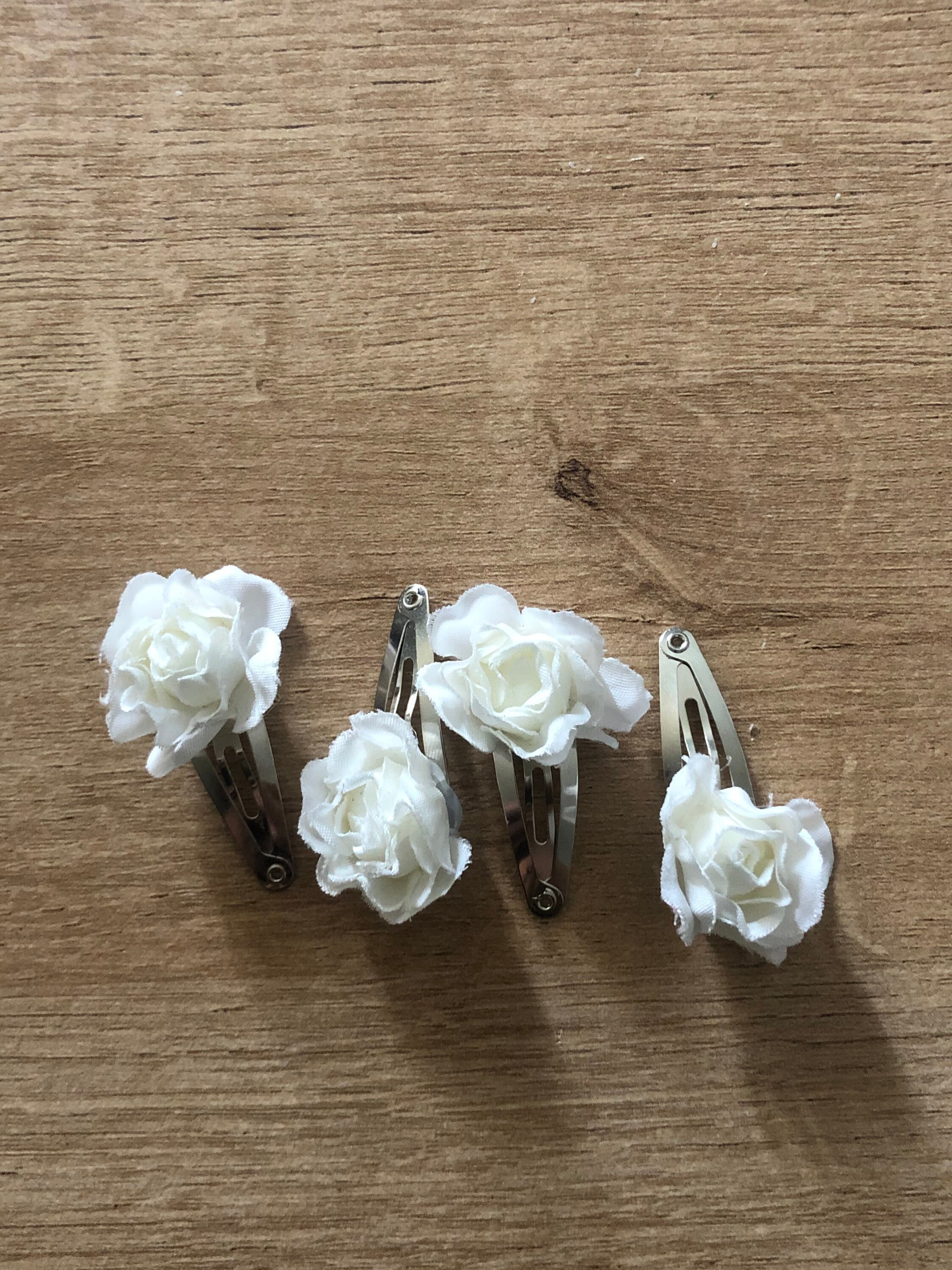 White Rose Hair MiniClips Pack of 4 Etsy