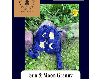 CROCHET PATTERN PDF - Sun & Moon Crochet Granny Square Backpack