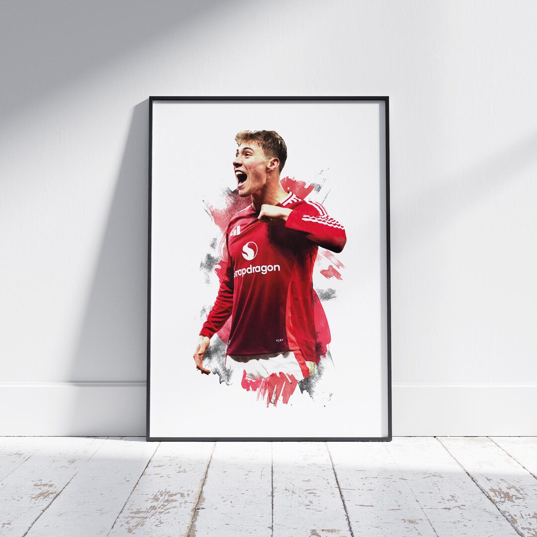 Rasmus Hojlund 2024/2025 Home Kit Poster Print Etsy